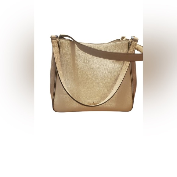 Kate Spade Leila Medium Triple Compartment Shoulder Bag Tan Cream Colorblock - Picture 1 of 12